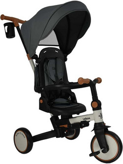 Bebe Stars Urban 7 σε 1 Τρίκυκλο Ποδήλατο με Σκίαστρο & Χειρολαβή Γκρι Μαύρο