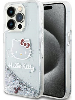 Hello Kitty Liquid Glitter Charms Kitty Head - θήκη για Apple iPhone 14 Pro Max - Ασημί