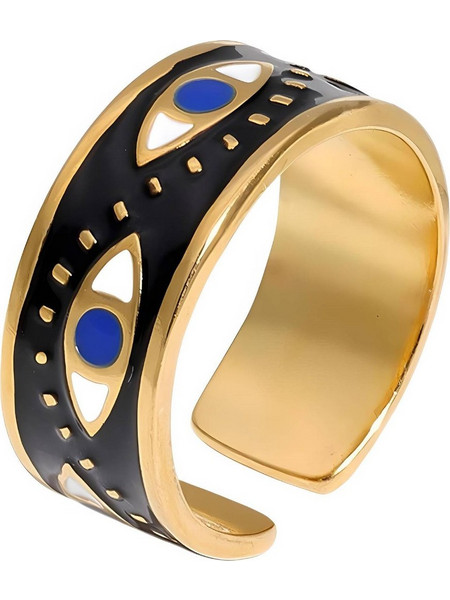 Δαχτυλίδι Evil Eye από ανοξείδωτο ατσάλι 3πλή επιχρύσωση 18 καρατίων, Celestria 87590-0