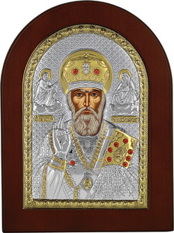 PRINCESILVERO Εικόνα Αγίος Νικόλαος Από Ασήμι 925 Με Ξύλινη Πλάτη 15x21 MA/E1108BX