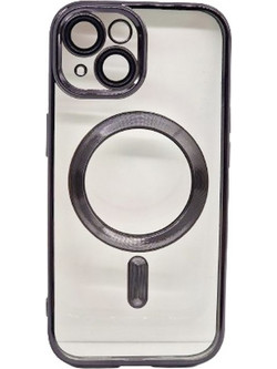 Magsafe Back Cover Σιλικόνης Διάφανο/Μαύρο (iPhone 15 Plus)