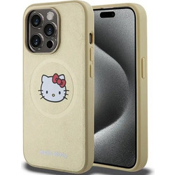 Hello Kitty Leather Kitty Head MagSafe case for iPhone 15 Pro Max - gold - (Hel000089-0)