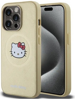 Hello Kitty Leather Kitty Head MagSafe case for iPhone 15 Pro Max - gold - (Hel000089-0)