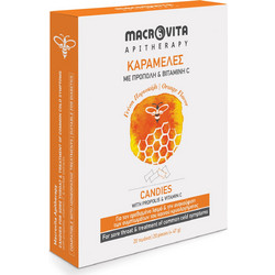 Macrovita Βιταμίνη C Καραμέλες για Ερεθισμένο Λαιμό Πρόπολη & Πορτοκάλι 47gr