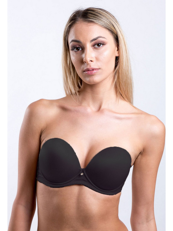 Lormar Σουτιέν Strapless Push Up με Μπανέλα Μαύρο