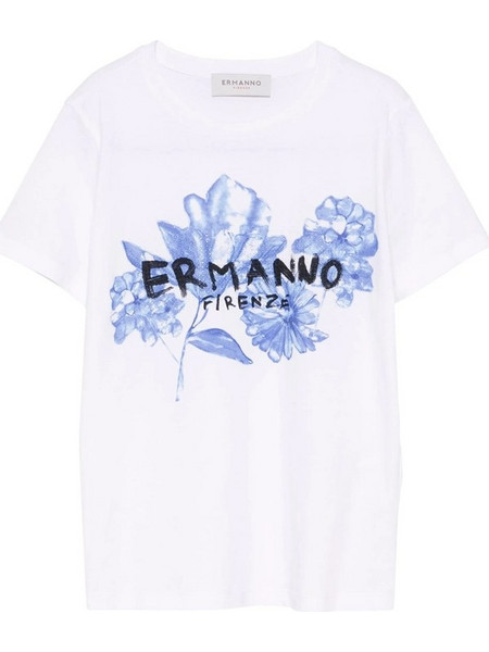 ERMANNO FIRENZE T-SHIRT ΜΠΛΟΥΖΑ D46EL049EG5-MFA50-WHITE/BLUE