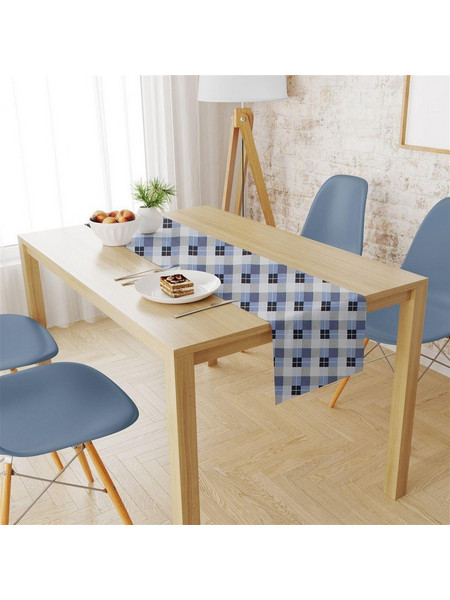 Τραβέρσα Αλέκιαστη Checkered 468 Blue DimCol 40Χ180 Βαμβάκι-Πολυέστερ