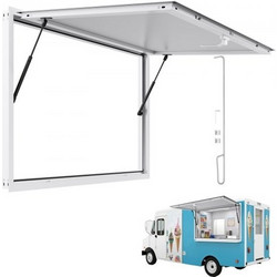 Παράθυρο Παροχής VEVOR 135x84 cm, Πλαίσιο από Κράμα Αλουμινίου για Φορτηγό Τροφίμων, Παράθυρο Σερβιρίσματος έως 85 Μοίρες με Πόρτα Τέντας και Γάντζο Σύρσης, Ανθεκτικό στη Βροχή για Τρέιλερ Παροχής