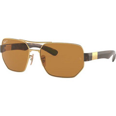 Ray-Ban RB3672 001/83 Ανδρικά Γυαλιά Ηλίου Πολυγωνικά Μεταλλικά Μαύρα με Καφέ Polarized Φακό