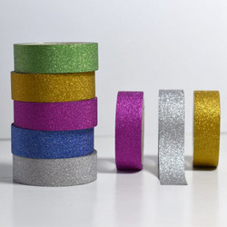 Χαρτοταινία Αυτοκόλλητη Glitter 15mmx3m Μονόχρωμη