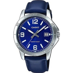 Casio Ανδρικό Ρολόι με Μπλε Δερμάτινο Λουράκι MTP-V004L-2B