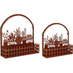 Bizzotto Rosemary Σετ Κασπώ Μεταλλικά Καφέ Rusty 48x13x50cm 2τμχ