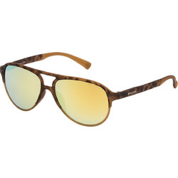 Police SK0475 9EG Ανδρικά Γυαλιά Ηλίου Aviator Κοκάλινα Ταρταρούγα με Πορτοκαλί Polarized Φακό