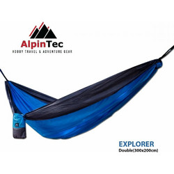 AlpinTec Explorer 300x200 - Διπλή Αιώρα Parachute Ripstop με Ιμάντες & Καραμπίνερ (200 kg) Χρώμα: Blue/Anthracite