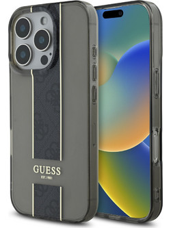 Guess Translucent IML 4G Middlestripe Case Θήκη προστασίας από σιλικόνη - iPhone 16 Pro (Μαύρο)
