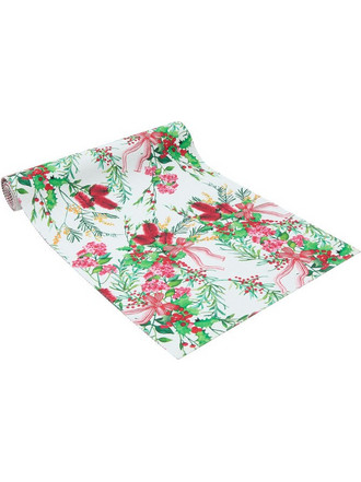 Maxwell & Williams Runner 150x33cm Βαμβακερό Κόκκινο/Λευκό Festive Flora