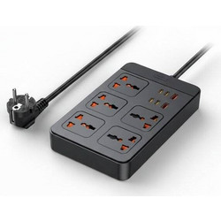 Πολύπριζο με Φορτιστή USB 30W UK με Καλώδιο 1.5m Remax RP-U195 Μαύρο