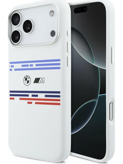 BMW M Silicon Horizontal Line MagSafe Case for iPhone 17 Pro Max - White