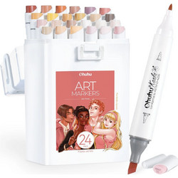 Ohuhu Kaala Skin Tones Μαρκαδόροι Ζωγραφικής Σετ 24 Χρώματα