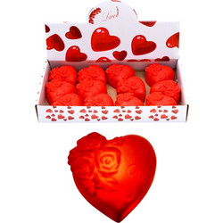 Φωτεινή Καρδιά Κόκκινη με Τριαντάφυλλο 6cm LED Love Light 16053