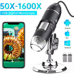 Hayve 1600X Ψηφιακό Μικροσκόπιο USB HD 1080P 8 LED's Digital Microscope X4D Black