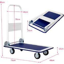 Costway Πτυσσόμενος Μεταφορικός Καρότσι έως 150 kg Φορτίο, Πλατφόρμα με 360 Τιμόνια & Λαβή, Μπλε TL30106BL