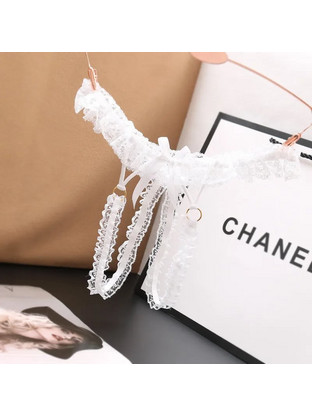 Women Sexy Lace White Thong os