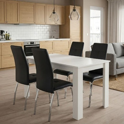 Σετ Τραπεζαρία 5τμχ Darlen - Alma Megapap Χρώμα Λευκό - Μαύρο 125x72x74εκ