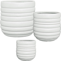 MarHome ΚΑΣΠΩ FIBERCLAY ΣΕΤ3 ΛΕΥΚΟ ΣΤΡΟΓΓΥΛΟ-ΔΑΚΤΥΛΙΟΙ - S:Φ30x28, M:Φ42x40, L:Φ54x51cm 1/ΚΙΒ