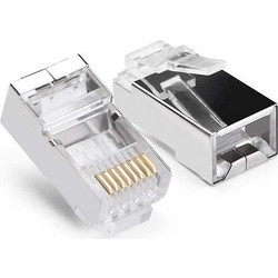 POWERTECH βύσμα RJ45 CAB-N448, ανοιχτού τύπου, Cat 6/6a FTP, μεταλλικό, ασημί, 50τμχ
