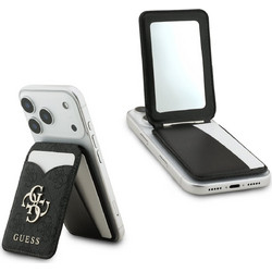 GUESS PU 4G Mirror MagSafe Cardslot Stand Black - (GUWMSMIP4GK)