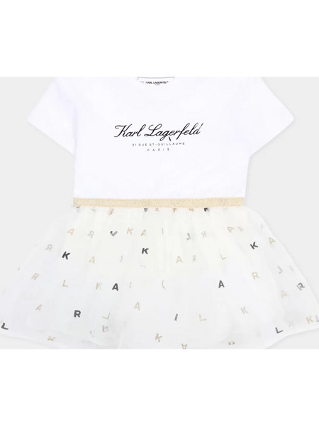 Karl Lagerfeld Kids White dress for bbay girl with logo Z31043-N01