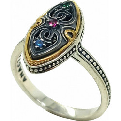 Δαχτυλίδι Anastasios Creations ασήμι 925 βυζαντινό με χρωματιστά ζιργκόν FD948