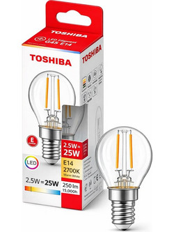 Λάμπα Toshiba LED Filament G45 E14 4.5W 2700K Θερμό Φως