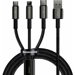 Baseus Tungsten Gold Braided USB to Type-C / Lightning / micro USB Cable 3.5A Μαύρο 1.5m (CAMLTWJ-01) (BASCAMLTWJ01)