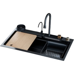 Sanitec 108045 Ένθετος Νεροχύτης Inox Μαύρος 80x45cm