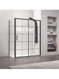 Καμπίνα από τοίχο σε τοίχο με frame κρύσταλλο EFE 400 Black KARAG 130x190cm