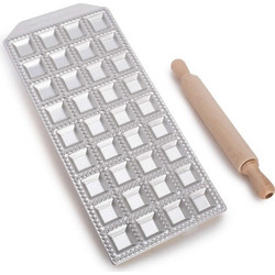 Φόρμα για 36 ραβιόλια τετραγωνα 34x34 mm και ξύλινος πλάστης Raviolamp La Classica