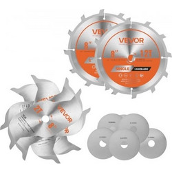 Σετ Λεπίδων Dado VEVOR, Διάμετρος 203 mm, 12 Κοφτερά Δόντια Κράματος, Άξονας 15,875 mm, Λεπτό Φινίρισμα, Στοιβαζόμενες Λεπίδες Dado με Κοπτήρες και Ροδέλες, Αεραγωγοί Μείωσης Θορύβου, για Κοπή Κόντρα
