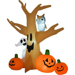 HOMCOM Φουσκωτό Φάντασμα για το Halloween Φωτιζόμενη Διακόσμηση 120/240 cm (Φουσκωτό Δέντρο Φάντασμα)