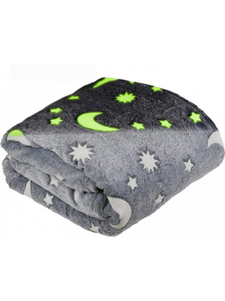 Παιδική Fleece Κουβέρτα 150 x 180 cm που Φωσφορίζει με Λαμπερά Φωσφορίζοντα Σχέδια - Children's Glow Blanket - Γκρί