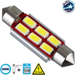 Globostar C5W LED 6 SMD Λευκό 12V 4W 39mm 1τμχ