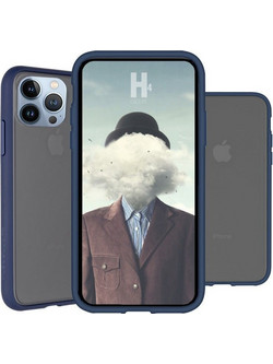 Mercury Peach Garden Bumper Back Cover Navy Blue (iPhone 13 Pro)