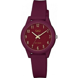 Q&Q Γυναικείο Ρολόι με Κόκκινο Καουτσούκ Λουράκι VS13J007Y