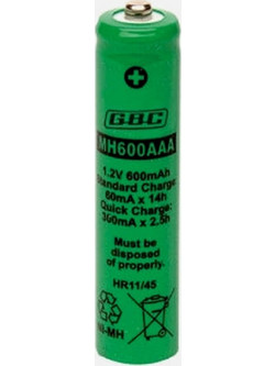 SKB 38.0490.00 Επαναφορτιζόμενη Ni-MH AAA - 600 mAh, 1,2 V & Λαπτικά Άκρα, 1 τεμ