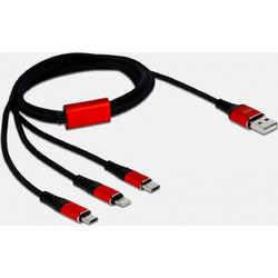 Delock ICOC MUSB-31D - 3-σε-1 Lightning σε Micro USB USB-C Καλώδιο φόρτισης 1m Κόκκινο