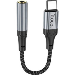 Αντάπτορας Hoco LS36 Fresh USB-C to 3.5mm Hi-Fi Braided 12cm Μαύρος