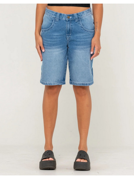 Rusty Flip Mommy W Low Rise Wide Leg Denim Jort