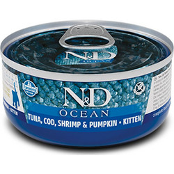 Farmina N&D Ocean Grain Free Kitten with Tuna, Cod, Shrimp & Pumpkin 70gr