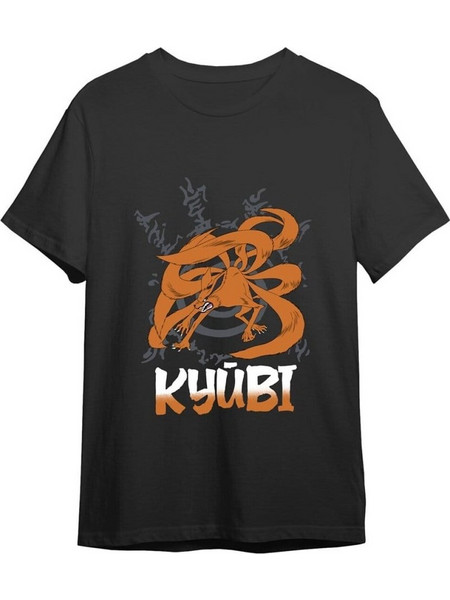 Naruto T-Shirt Kyubi Black Size S